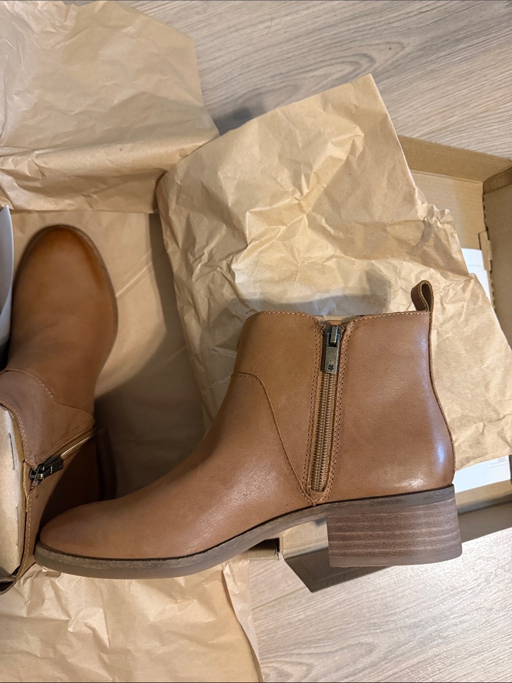 Lucky Brand Women's Tan Leather Ankle Booties - Picture 2 of 5